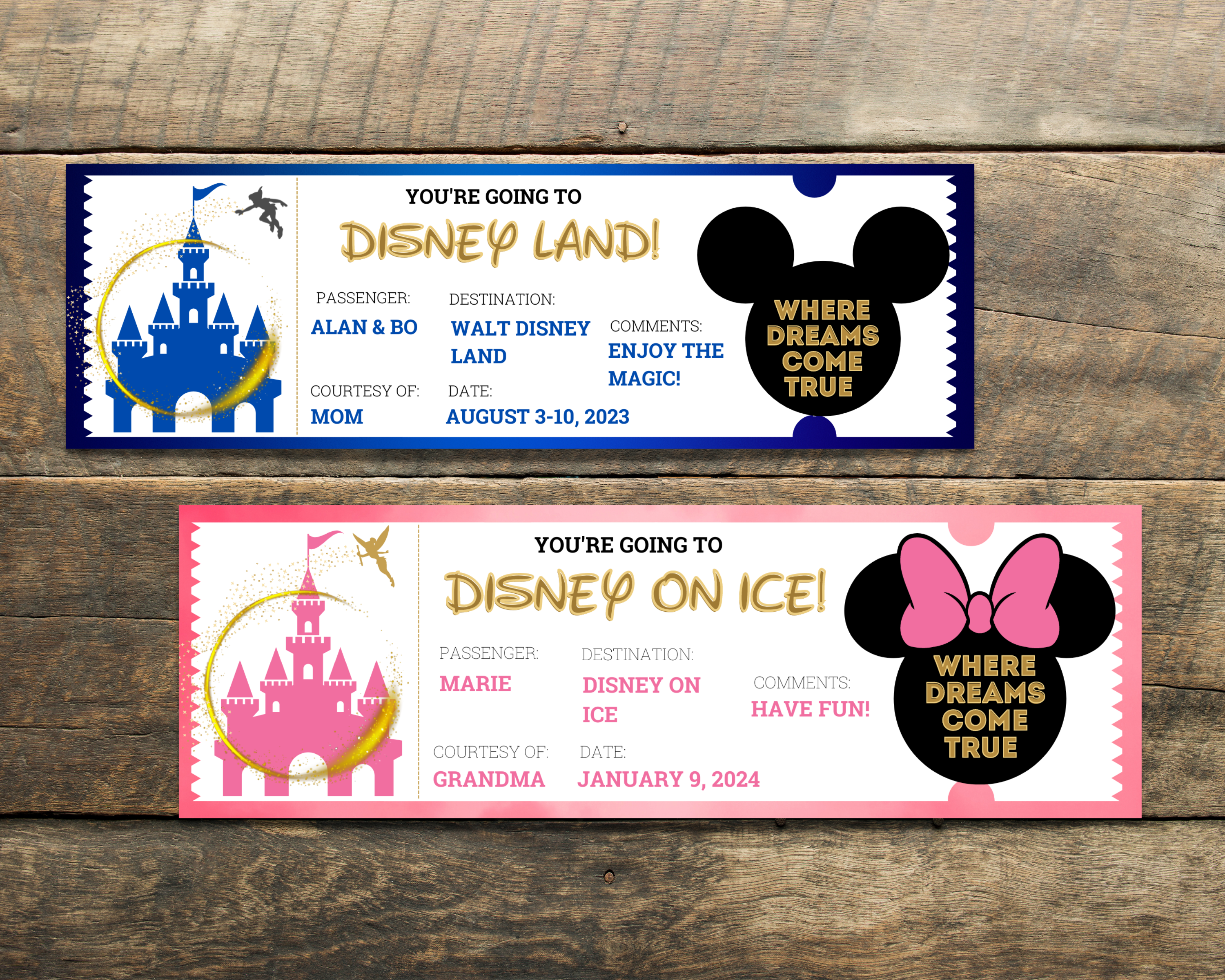 free printable surprise disney tickets for your family trip - just